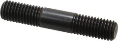 Jergens - M12x1.75 65mm OAL Equal Double Threaded Stud - Alloy Steel, Black Oxide Finish, 22mm Equal Thread Length, Metric - Exact Tool & Supply