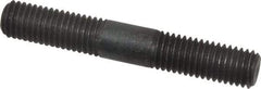 Jergens - M12x1.75 80mm OAL Equal Double Threaded Stud - Alloy Steel, Black Oxide Finish, 30mm Equal Thread Length, Metric - Exact Tool & Supply