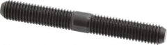 Jergens - M12x1.75 95mm OAL Equal Double Threaded Stud - Alloy Steel, Black Oxide Finish, 37mm Equal Thread Length, Metric - Exact Tool & Supply