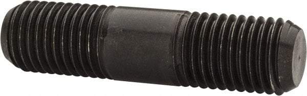 Jergens - M20x2.5 80mm OAL Equal Double Threaded Stud - Alloy Steel, Black Oxide Finish, 29mm Equal Thread Length, Metric - Exact Tool & Supply