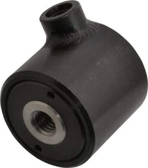 Jergens - 100 to 5,000 psi, 4,800 Lb Max Output, 1/2-13 Hole, 7/16-20 Port, 10-32 Bolt Hole, Hollow Rod Clamp Cylinder - 0.96 Sq In, 0.3 Cu In, 0.24" Stroke Length, 1-15/16" OD, 1-13/16" Overall Height, 3/4" Port Height, 1/2" Port Length - Exact Tool & Supply