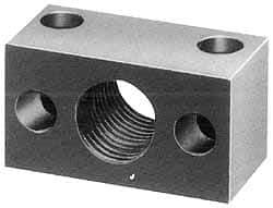 Jergens - 1-9/16 - 16 Thread, 25/64" Mounting Hole, Low Carbon Steel Clamp Mounting Block - 2" Thick x 3-1/4" Long x 1-1/2" Wide - Exact Tool & Supply