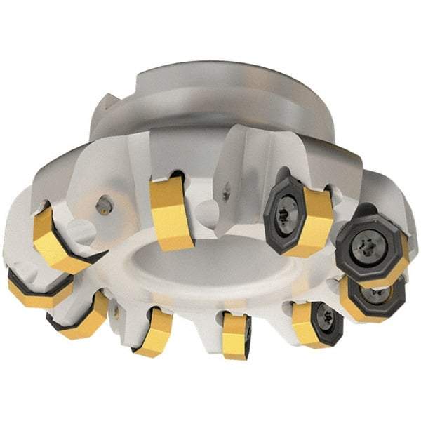 Iscar - 6" Cut Diam, 2" Arbor Hole, 0.138" Max Depth of Cut, 45° Indexable Chamfer & Angle Face Mill - 12 Inserts, ONHU 0505\xB6OXMT 0507\xB6S845 SN.U 1305 Insert, Right Hand Cut, 12 Flutes, Series Helido - Exact Tool & Supply