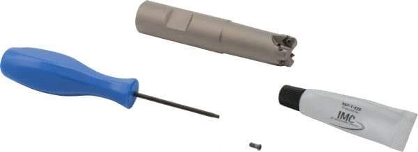 Iscar - 3/4" Cut Diam, 0.06" Max Depth, 3/4" Shank Diam, Weldon Shank Indexable High-Feed End Mill - Screw Holding Method, H600 WXCU 04 Insert, FF EWX-04 Toolholder, Through Coolant - Exact Tool & Supply