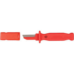 Wiha - Fixed Safety Utility Knife - 2" Blade, Red Plastic Handle, 1 Blade Included - Exact Tool & Supply