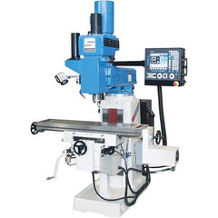 Summit - 11" Table Width x 52" Table Length, Variable Speed Pulley Control, 3 Phase Knee Milling Machine - CAT40 Spindle Taper, 5 hp - Exact Tool & Supply
