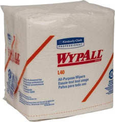 WypAll - L40 1/4 Fold General Purpose Wipes - Poly Pack, 13" x 12-1/2" Sheet Size, White - Exact Tool & Supply
