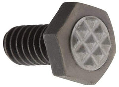 Fairlane - Serrated Tooth, 1/4-20, 1/2" Shank Length, 1/2" Thread Length, Black Oxide Finish, Hex Head, Adjustable Positioning Gripper - 5/16" Pad Diam, 7/16" Hex, 13/64" Head Height, Extra Fine Tooth Grade - Exact Tool & Supply