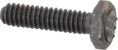 Fairlane - Serrated Tooth, 1/4-20, 1" Shank Length, 7/8" Thread Length, Black Oxide Finish, Hex Head, Adjustable Positioning Gripper - 5/16" Pad Diam, 7/16" Hex, 13/64" Head Height, Extra Fine Tooth Grade - Exact Tool & Supply