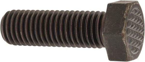 Fairlane - Serrated Tooth, 5/8-11, 2" Shank Length, 1-1/2" Thread Length, Black Oxide Finish, Hex Head, Adjustable Positioning Gripper - 3/4" Pad Diam, 15/16" Hex, 7/16" Head Height, Fine Tooth Grade - Exact Tool & Supply