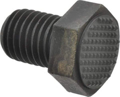 Fairlane - Serrated Tooth, 3/4-10, 1" Shank Length, 1" Thread Length, Black Oxide Finish, Hex Head, Adjustable Positioning Gripper - 1" Pad Diam, 1-1/8" Hex, 1/2" Head Height, Extra Fine Tooth Grade - Exact Tool & Supply