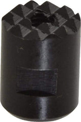 Fairlane - 10-32 Thread, 1/2" Diam, 0.651" High, Threaded, Fine Tooth Grade Diamond Serration Tooth Pattern, High Speed Steel, Round Positioning Gripper - 3/16" Flat Width, Black Oxide Coated - Exact Tool & Supply