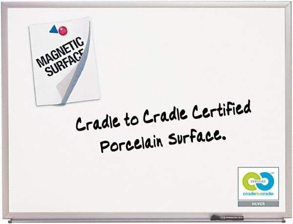 Quartet - 24" High x 36" Wide Porcelain on Steel Magnetic Marker Board - Anodized Aluminum, 24-1/2" Deep, Includes Full-Length Accessory Tray, Dry-Erase Markers & Easy Mount Mounting Kit - Exact Tool & Supply