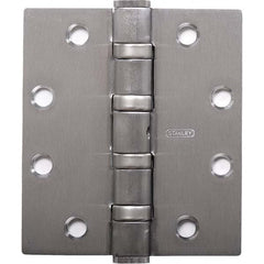 Stanley - 5" Long x 5" Wide Grade 1 304 Stainless Steel Full Mortise Ball Bearing Commercial Hinge - Exact Tool & Supply