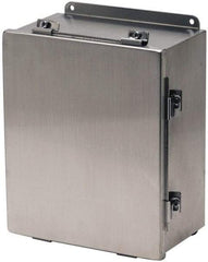 Cooper B-Line - Stainless Steel Standard Enclosure Hinge Flat Cover - NEMA 4, 12, 13, 3RX, 4X, 10" Wide x 12" High x 6" Deep, Corrosion Resistant, Dust-tight, Rainproof & Watertight - Exact Tool & Supply