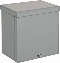 Cooper B-Line - Steel Junction Box Enclosure Screw Flat Cover - NEMA 3R, 6" Wide x 6" High x 4" Deep, Rainproof - Exact Tool & Supply