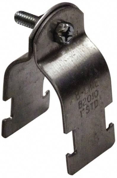 Cooper B-Line - 1-1/8" Pipe, 14 Gauge, Grade ASTM A1011," Pipe or Conduit Clamp - Zinc Plated, 600 Lb Capacity, All Conduit - Exact Tool & Supply