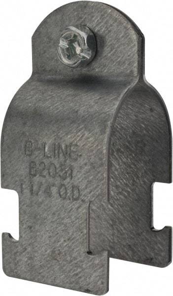 Cooper B-Line - 1-1/4" Pipe, 14 Gauge, Grade ASTM A1011," Pipe or Conduit Clamp - Zinc Plated, 600 Lb Capacity, All Conduit - Exact Tool & Supply