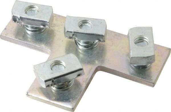 Cooper B-Line - Zinc Plated Carbon Steel Preassembled Flat Tee Strut Fitting - 1/2" Bolt, 4 Holes, Used with Cooper B Line Channel & Strut (All Sizes Except B62 & B72) - Exact Tool & Supply