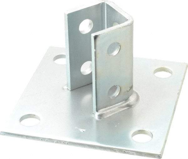 Cooper B-Line - Zinc Plated Carbon Steel Strut Post Base - 1/2" Bolt, 6 Holes, Used with Cooper B Line Channel & Strut (All Sizes Except B62 & B72) - Exact Tool & Supply