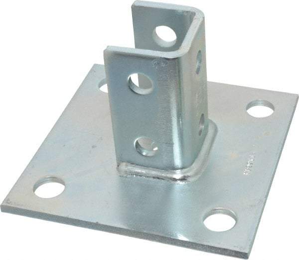 Cooper B-Line - Zinc Plated Carbon Steel Strut Post Base - 1/2" Bolt, 6 Holes, Used with Cooper B Line Channel & Strut (All Sizes Except B62 & B72) - Exact Tool & Supply