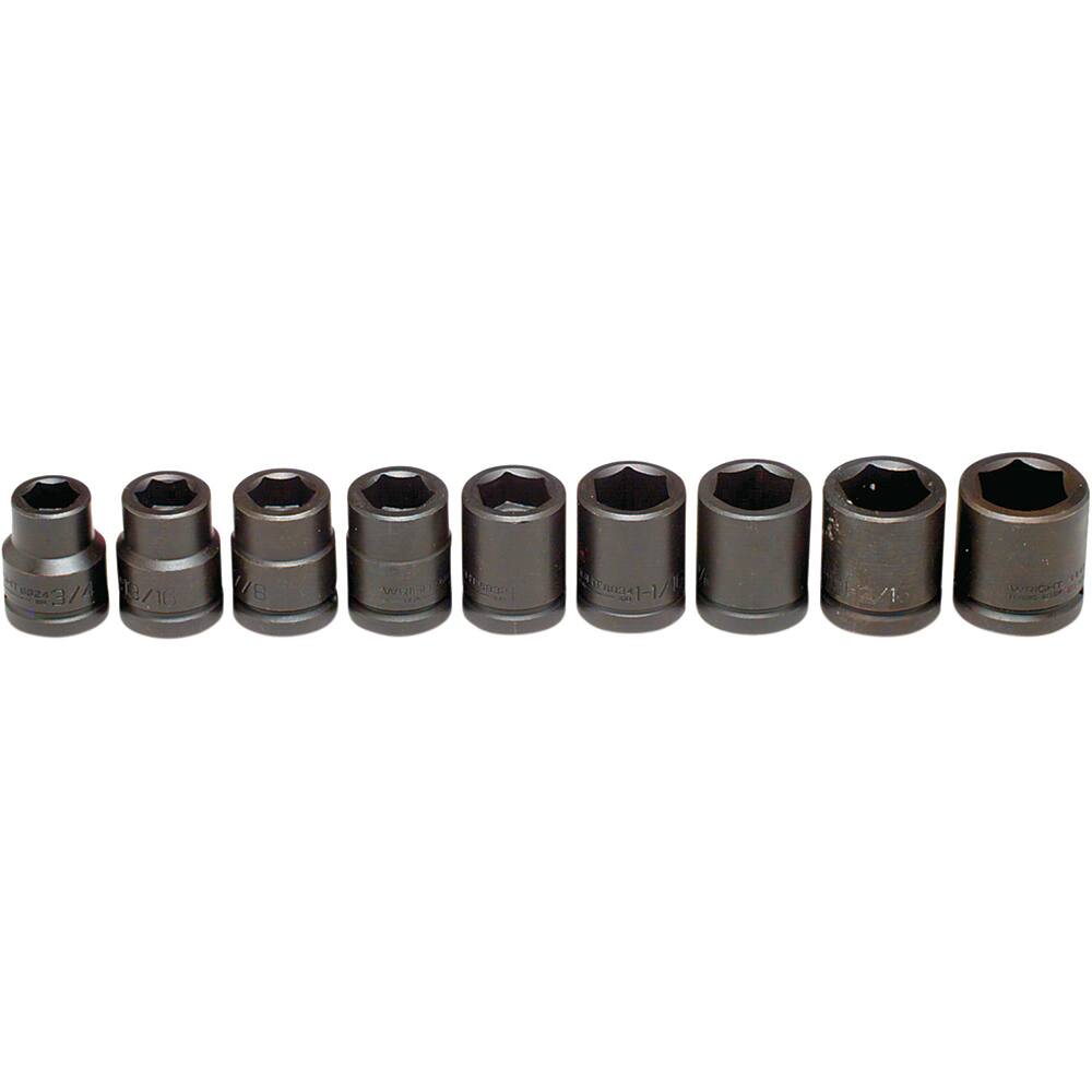 Wright Tool & Forge - 9 Pc 3/4" Drive Impact Socket Set - Exact Tool & Supply