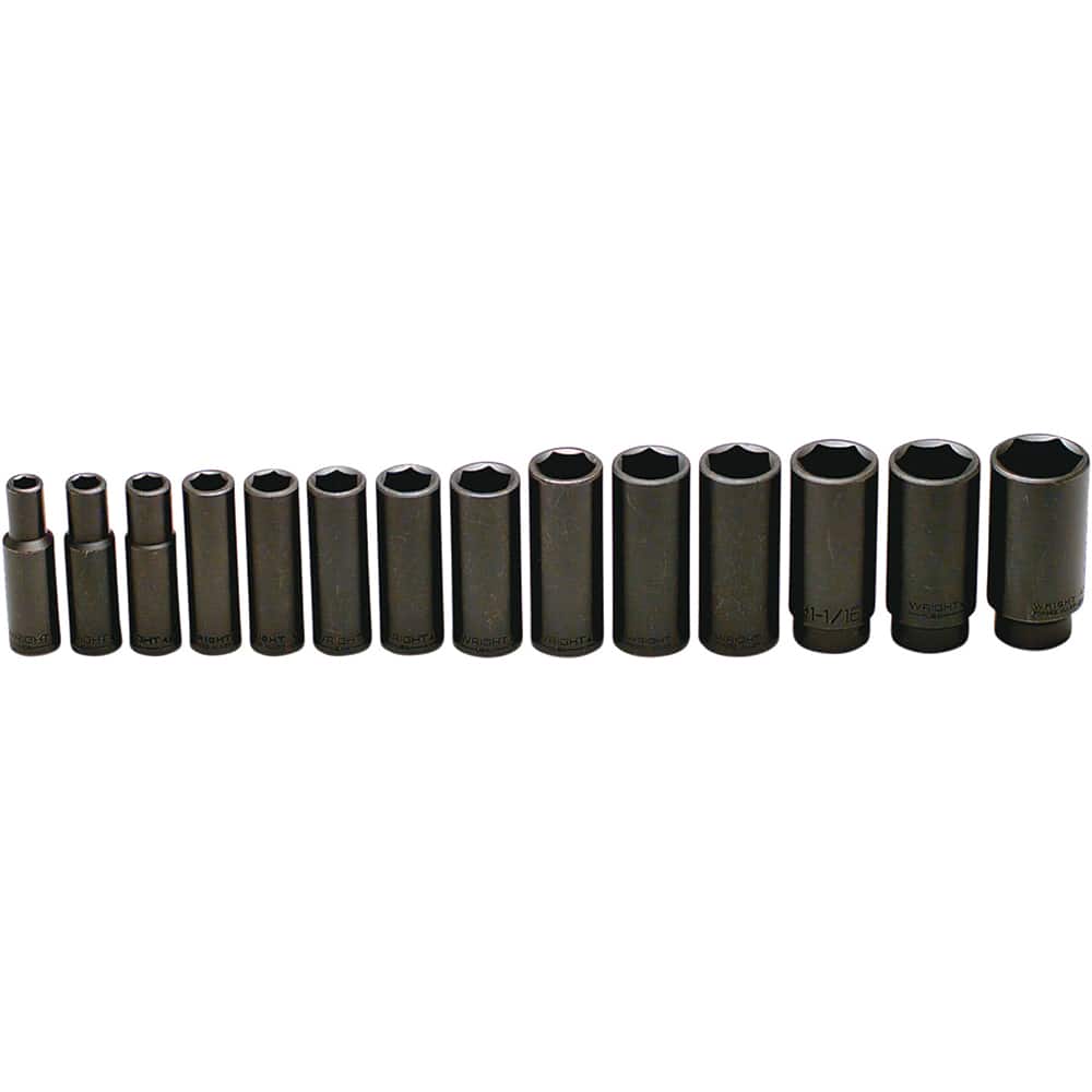 Wright Tool & Forge - 14 Pc 1/2" Drive Deep Impact Socket Set - Exact Tool & Supply