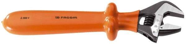 Facom - 1-3/4" Jaw Capacity, 15" Insulated Adjustable Wrench - Steel, Polished Finish - Exact Tool & Supply