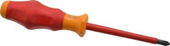 Wera - #2, 7-1/4" OAL, Insulated Phillips Screwdriver - 4" Blade Length, Round Shank, Ergonomic Handle - Exact Tool & Supply