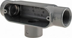 Thomas & Betts - T Body, 3/4" Trade, IMC, Rigid Aluminum Conduit Body - Oval, 5-1/8" OAL, 7.3 cc Capacity, Gray - Exact Tool & Supply