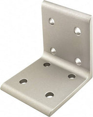80/20 Inc. - 80mm Wide, Open Shelving 8 Hole Inside Corner Bracket - Aluminum, Clear Anodized Finish, 76mm Long, Use with 40 Series & Bolt Kit 75-3422 - Exact Tool & Supply