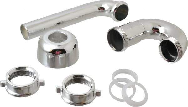 Federal Process - 1-1/4 Outside Diameter, P Trap with Wall Pipe - Chrome Coated, PVC - Exact Tool & Supply