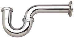 Federal Process - 1-1/2 Outside Diameter, 17 Gauge, P Trap with Wall Pipe - Chrome Coated, Brass - Exact Tool & Supply