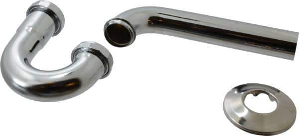Federal Process - 1-1/4 Outside Diameter, 20 Gauge, P Trap with Wall Pipe - Chrome Coated, Brass - Exact Tool & Supply