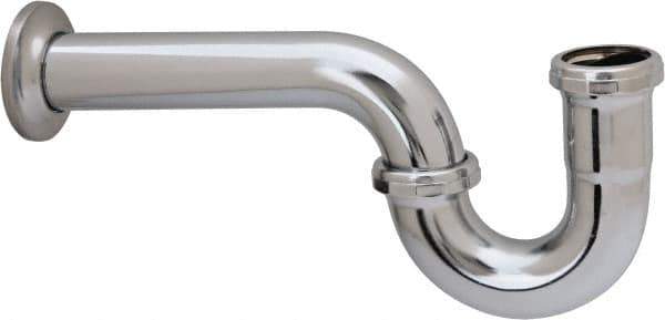 Federal Process - 1-1/2 Outside Diameter, 20 Gauge, P Trap with Wall Pipe - Chrome Coated, Brass - Exact Tool & Supply