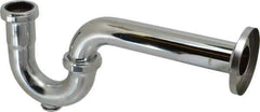 Federal Process - 1-1/4 Outside Diameter, 17 Gauge, P Trap with Wall Pipe and Cleanout Plug - Chrome Coated, Brass - Exact Tool & Supply