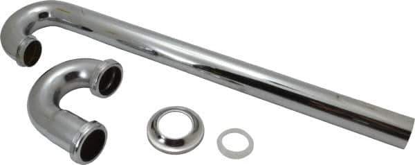 Federal Process - 1-1/2 Outside Diameter, 17 Gauge, S Trap with Floor Pipe - Chrome Coated, Brass - Exact Tool & Supply