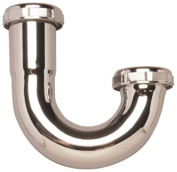 Federal Process - 1-1/2 Outside Diameter, 17 Gauge, P Trap J Bend Only - Chrome Coated, Brass - Exact Tool & Supply