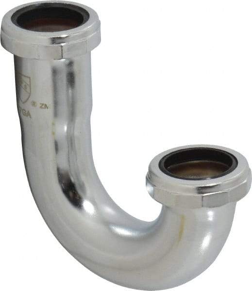 Federal Process - 1-1/4 Outside Diameter, 17 Gauge, P Trap J Bend Only - Chrome Coated, Brass - Exact Tool & Supply