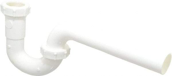Federal Process - 1-1/4 Outside Diameter, P Trap with Wall Pipe - White, PVC - Exact Tool & Supply