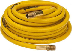 PRO-SOURCE - 1/4" ID x 15/32" OD 25' Long Multipurpose Air Hose - MNPT x MNPT Ends, 300 Working psi, 23 to 150°F, 1/4" Fitting, Yellow - Exact Tool & Supply