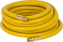 PRO-SOURCE - 3/8" ID x 19/32" OD 25' Long Multipurpose Air Hose - MNPT x MNPT Ends, 300 Working psi, 23 to 150°F, 1/4" Fitting, Yellow - Exact Tool & Supply