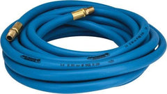 PRO-SOURCE - 3/8" ID x 19/32" OD 25' Long Multipurpose Air Hose - MNPT x MNPT Ends, 300 Working psi, 23 to 150°F, 1/4" Fitting, Blue - Exact Tool & Supply