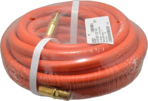 PRO-SOURCE - 3/8" ID x 19/32" OD 25' Long Multipurpose Air Hose - MNPT x MNPT Ends, 300 Working psi, 23 to 150°F, 1/4" Fitting, Orange - Exact Tool & Supply