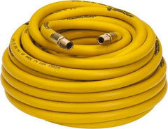 PRO-SOURCE - 3/8" ID x 19/32" OD 50' Long Multipurpose Air Hose - MNPT x MNPT Ends, 300 Working psi, 23 to 150°F, 1/4" Fitting, Yellow - Exact Tool & Supply