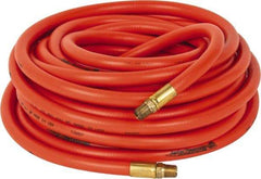 PRO-SOURCE - 3/8" ID x 19/32" OD 50' Long Multipurpose Air Hose - MNPT x MNPT Ends, 300 Working psi, 23 to 150°F, 1/4" Fitting, Orange - Exact Tool & Supply