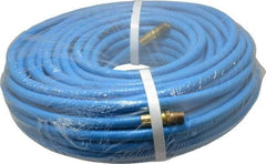 PRO-SOURCE - 1/4" ID x 15/32" OD 100' Long Multipurpose Air Hose - MNPT x MNPT Ends, 300 Working psi, 23 to 150°F, 1/4" Fitting, Blue - Exact Tool & Supply
