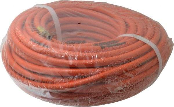 PRO-SOURCE - 1/4" ID x 15/32" OD 100' Long Multipurpose Air Hose - MNPT x MNPT Ends, 300 Working psi, 23 to 150°F, 1/4" Fitting, Orange - Exact Tool & Supply