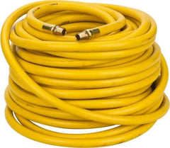 PRO-SOURCE - 3/8" ID x 19/32" OD 100' Long Multipurpose Air Hose - MNPT x MNPT Ends, 300 Working psi, 23 to 150°F, 1/4" Fitting, Yellow - Exact Tool & Supply