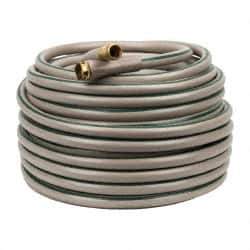 Made in USA - 150' Long Reel Hose - 5/8" Diam, 3/4" GHT, Rubber/Vinyl, 212 psi, All Season, Beige - Exact Tool & Supply